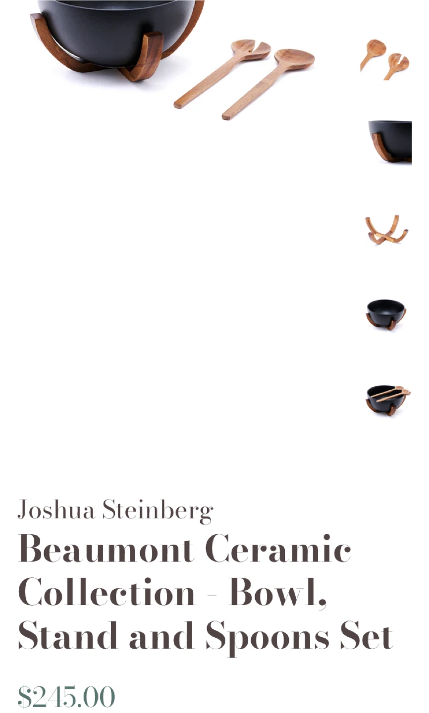Joshua Steinberg Beaumont Ceramic Bowl, Stand & Spoons Set - photo 2
