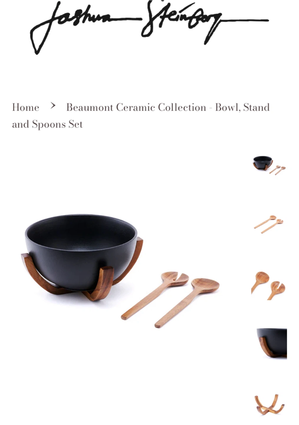 Joshua Steinberg Beaumont Ceramic Bowl, Stand & Spoons Set