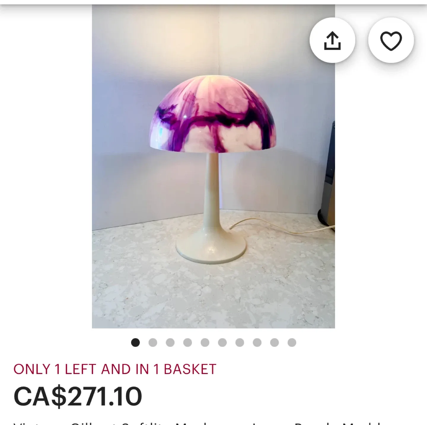 Vintage Gilbert Softalite Mushroom Lamp image indicator(3)