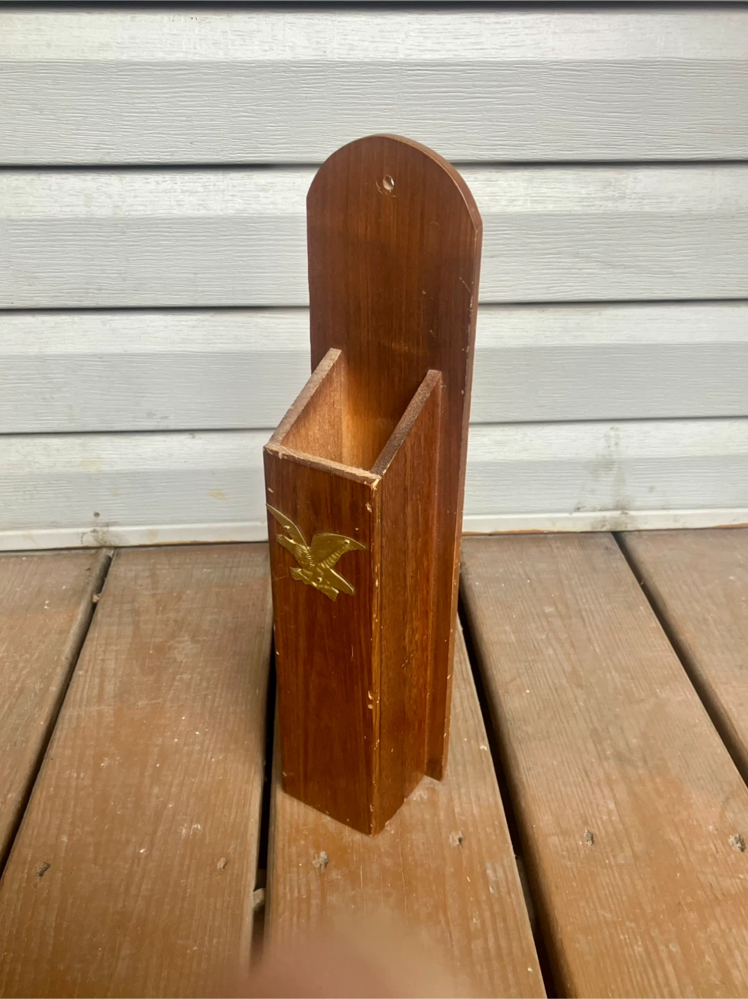 Vintage Wood Fireplace Match Holder - 14” x 3.5” - photo 4