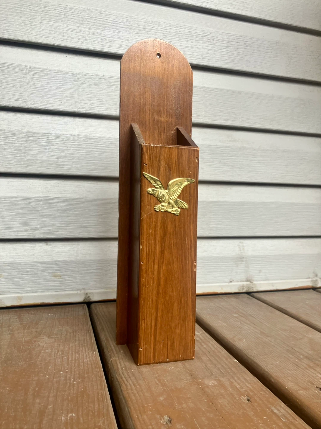 Vintage Wood Fireplace Match Holder - 14” x 3.5”