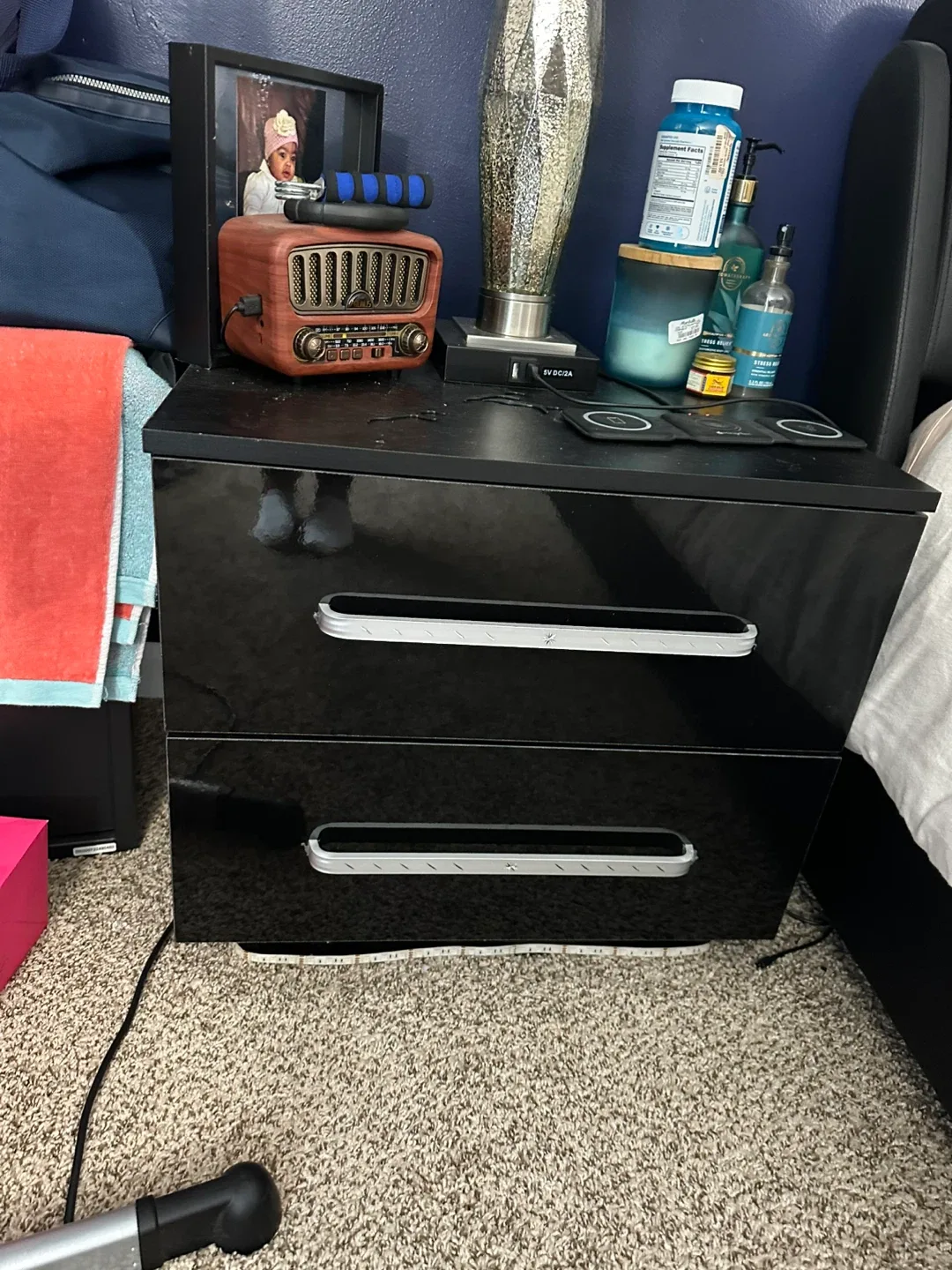 King Size Black Leather Platform Bed Frame image indicator(6)