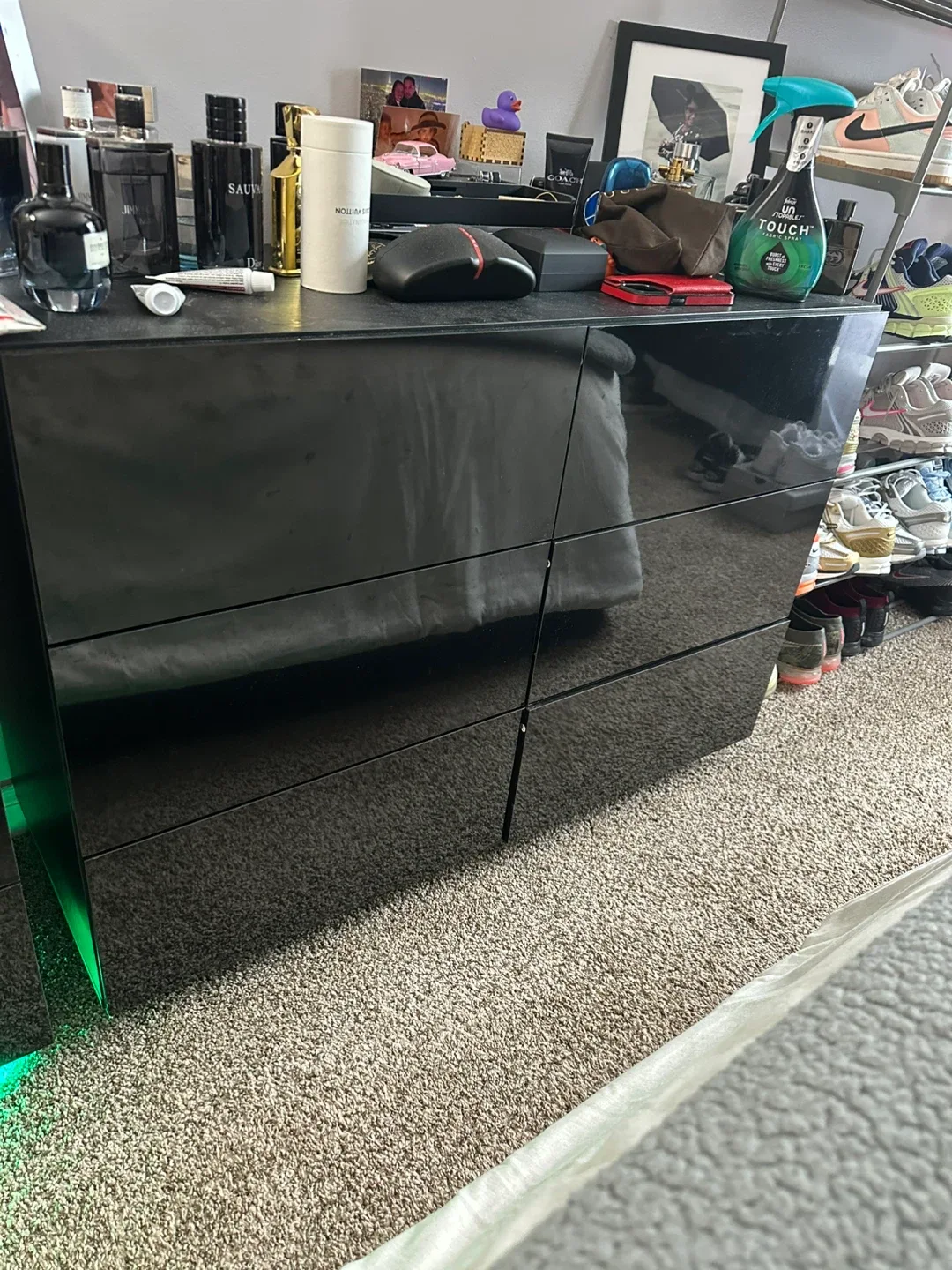 King Size Black Leather Platform Bed Frame image indicator(7)