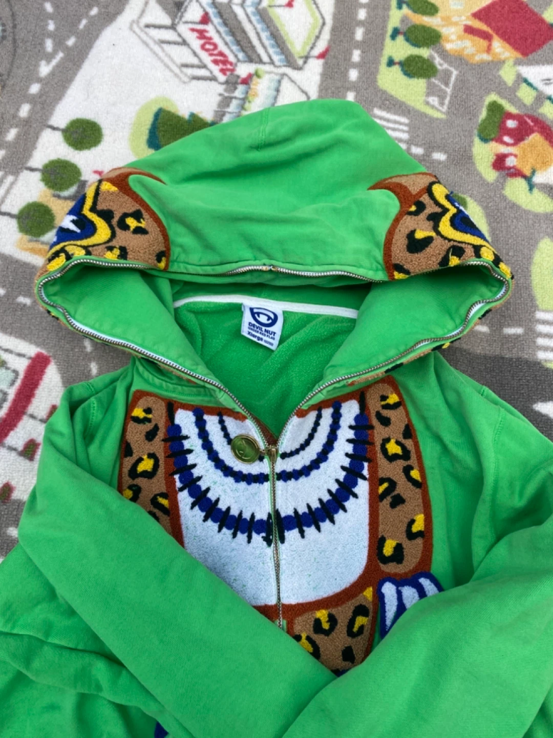 Devil Nut Men‘s Tiger Design Green Graphic Hoodie Size Large - photo 4