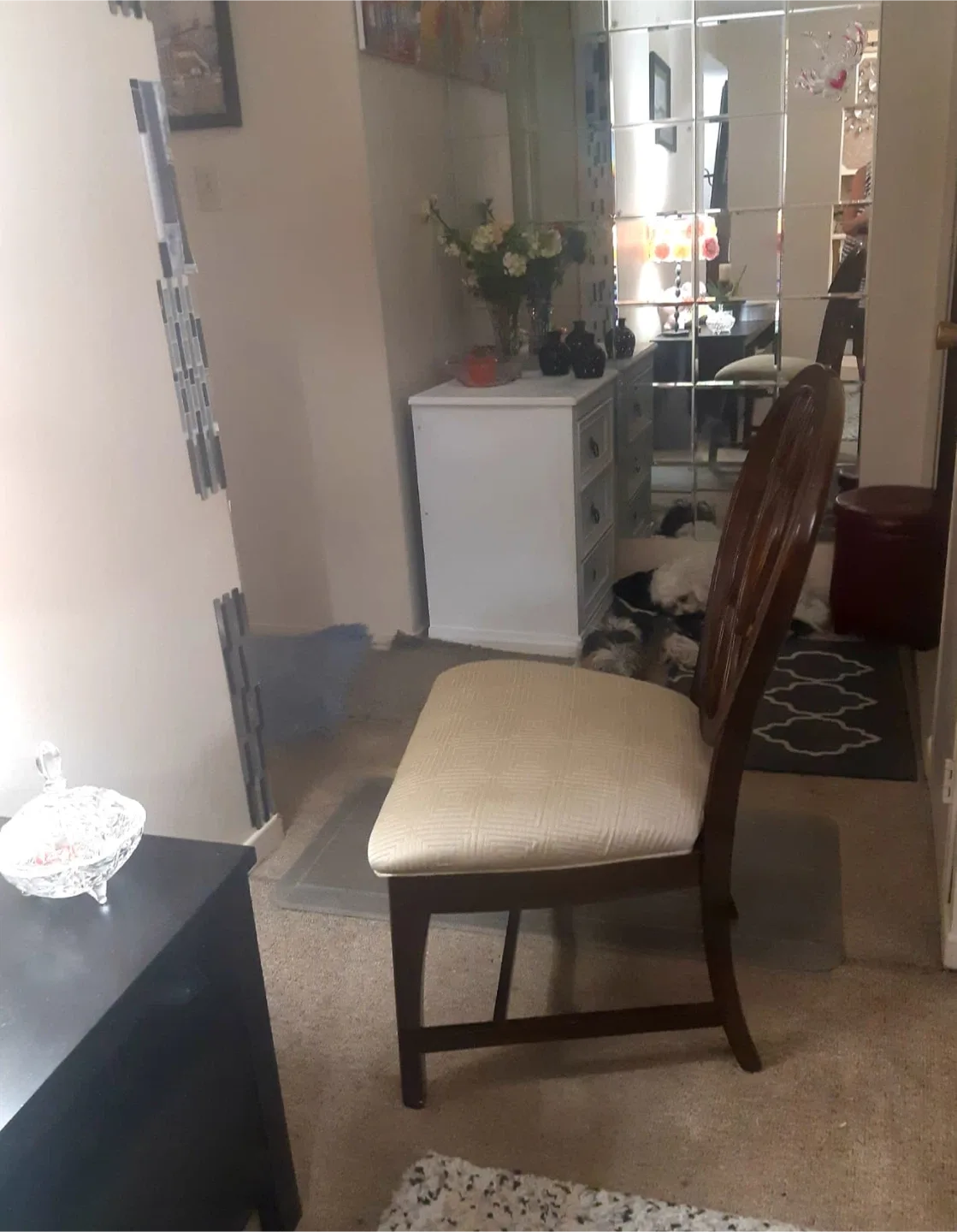 Wooden Dining Chair with Beige Cushion image indicator(3)