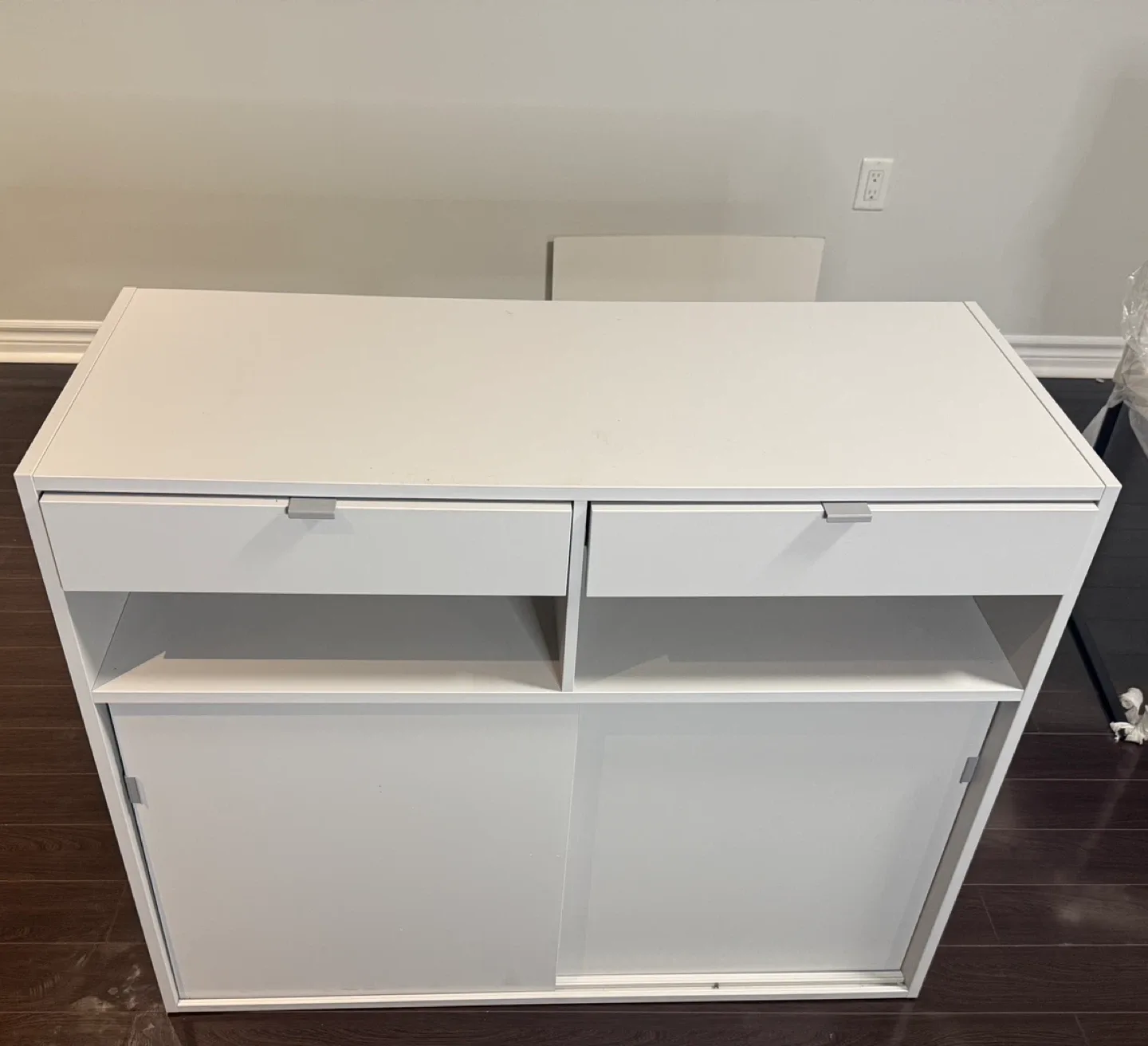 White Cabinet with Sliding Doors