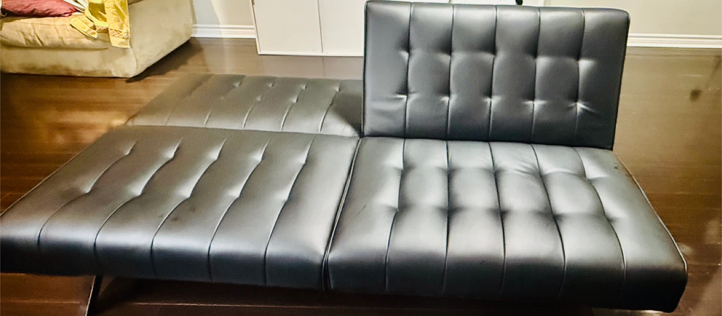 Black Faux Leather Futon Sofa Bed - photo 2