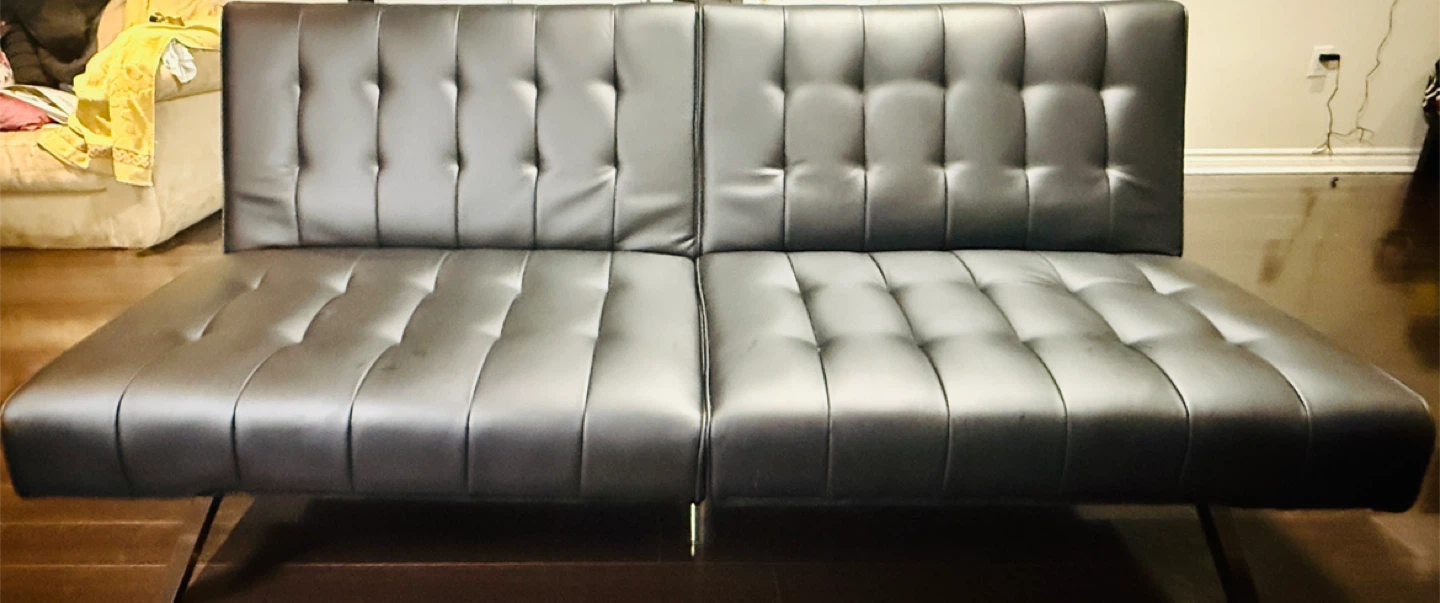 Black Faux Leather Futon Sofa Bed