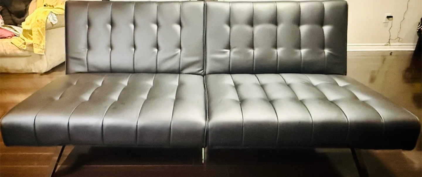 Black Faux Leather Futon Sofa Bed