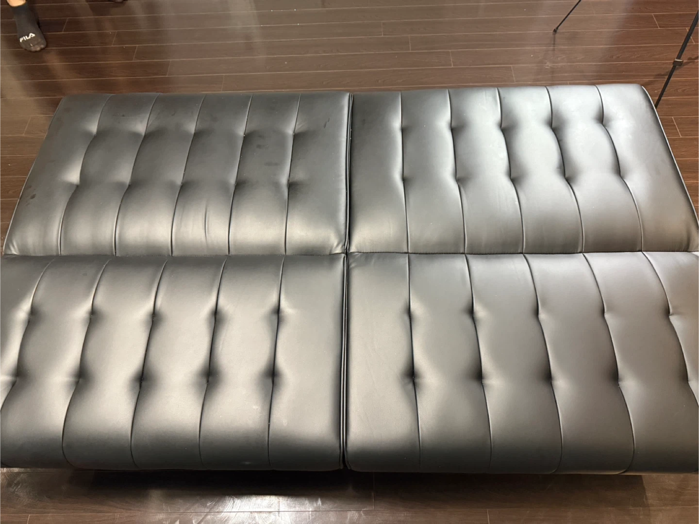 Black Faux Leather Futon Sofa Bed - photo 4