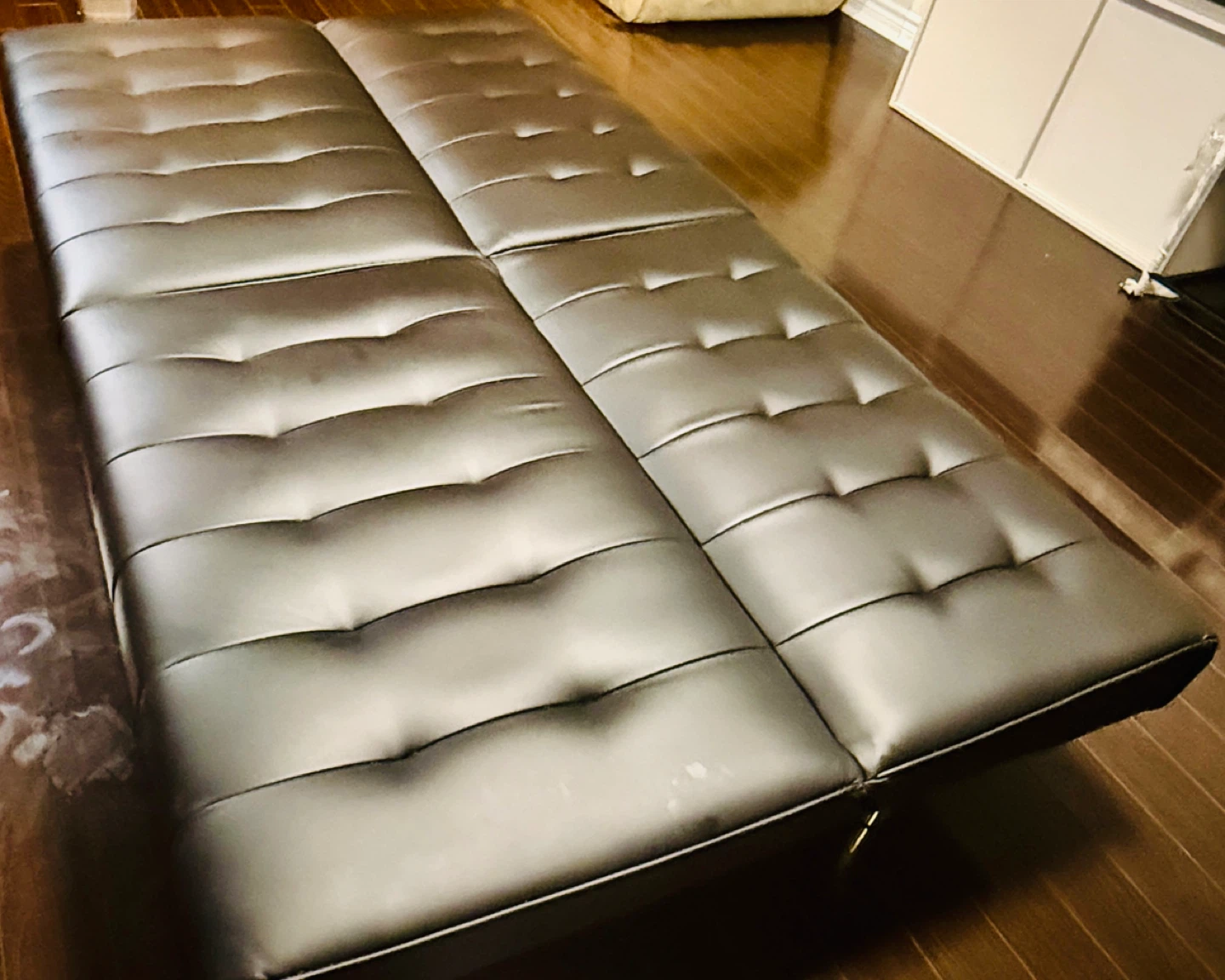 Black Faux Leather Futon Sofa Bed - photo 3