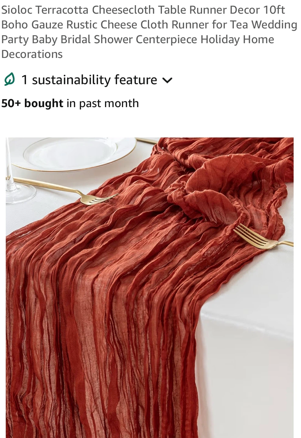 15 Terracotta Cheesecloth Table Runner 10ft