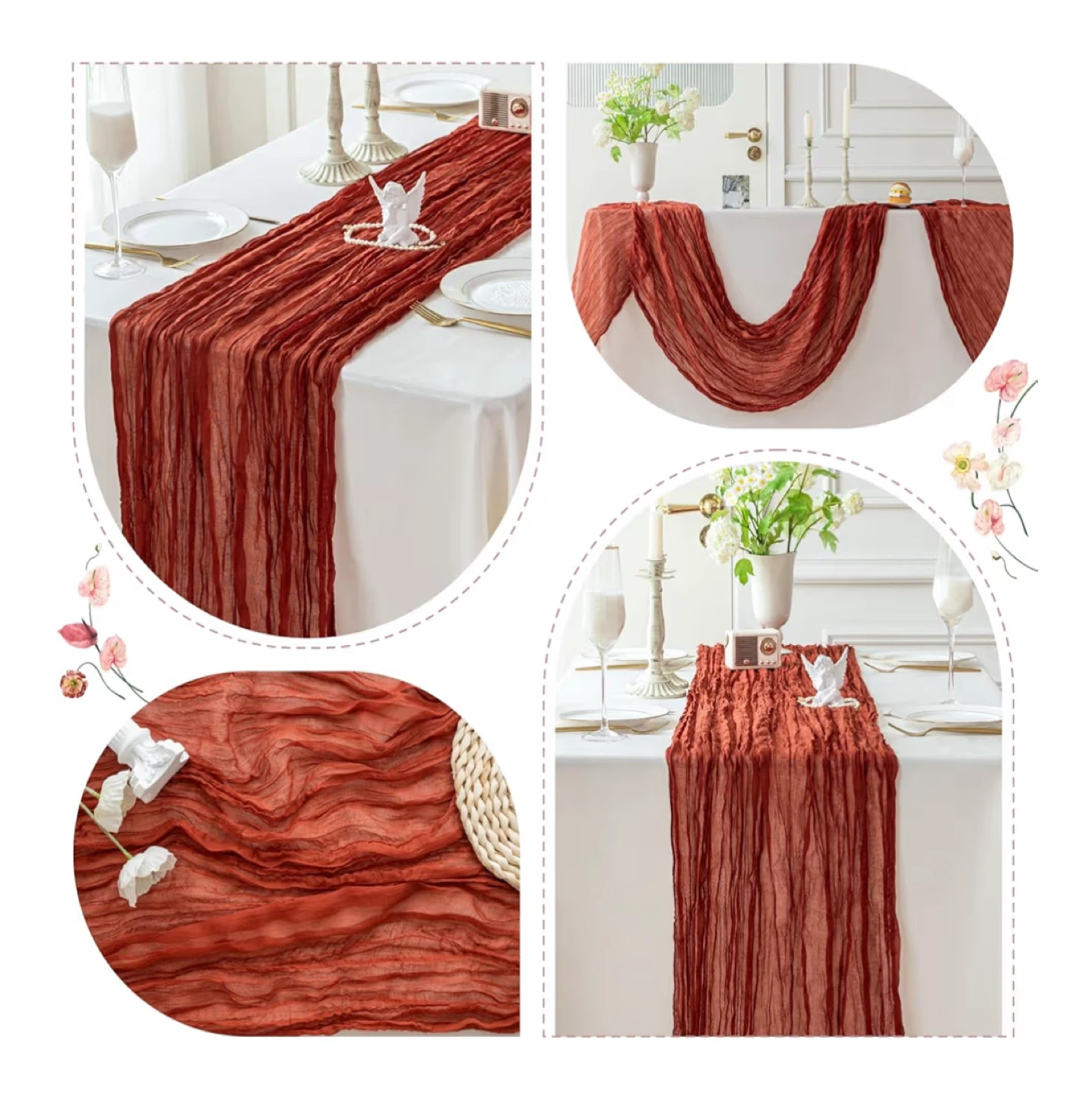 15 Terracotta Cheesecloth Table Runner 10ft - photo 2