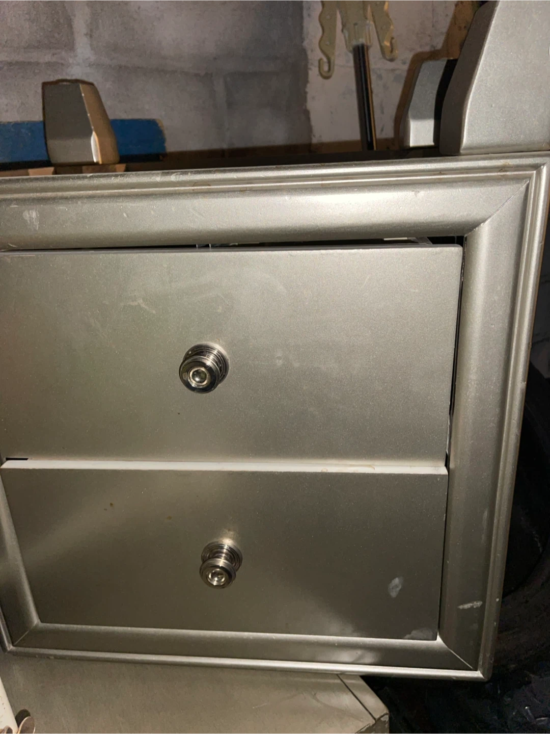 Silver Nightstand with Two Drawers