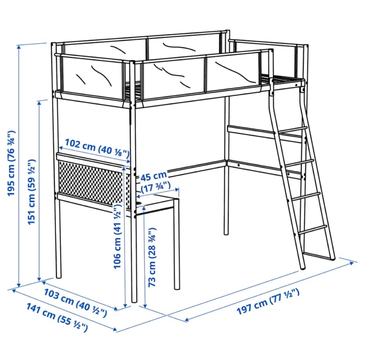 IKEA VITVAL Loft Bed Frame - White/Light Gray, Twin 🥕 - photo 2