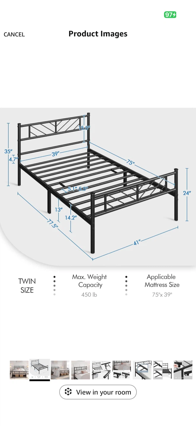 Twin Size Metal Bed Frame - photo 3