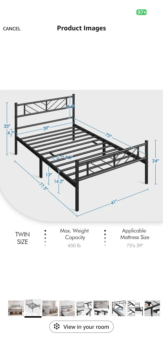Twin Size Metal Bed Frame image indicator(3)