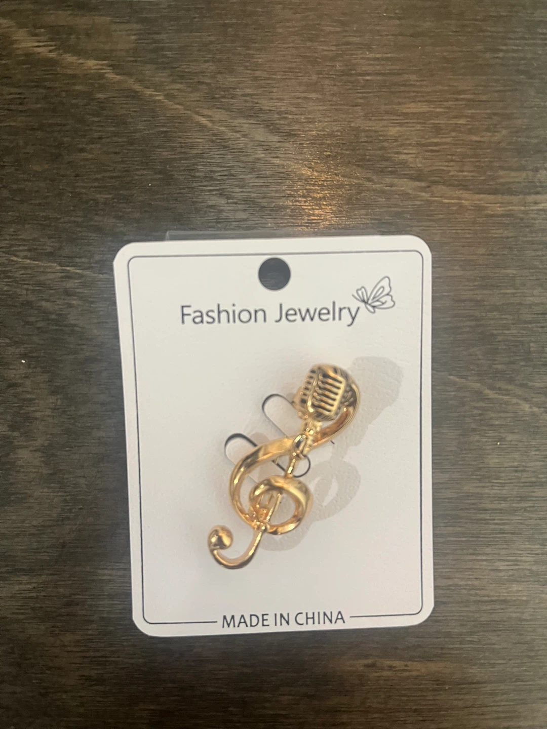Fashion Jewelry Treble Clef Microphone Pin