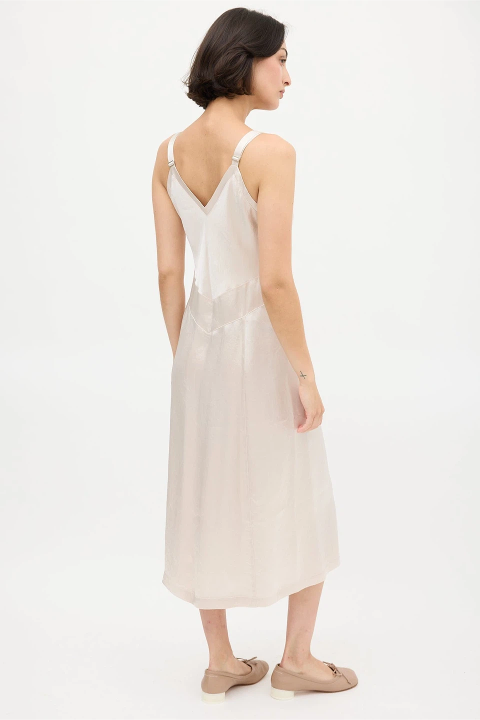 Horses Atelier Cream Satin V-Neck Slip Maxi Dress (BNWT) - photo 4