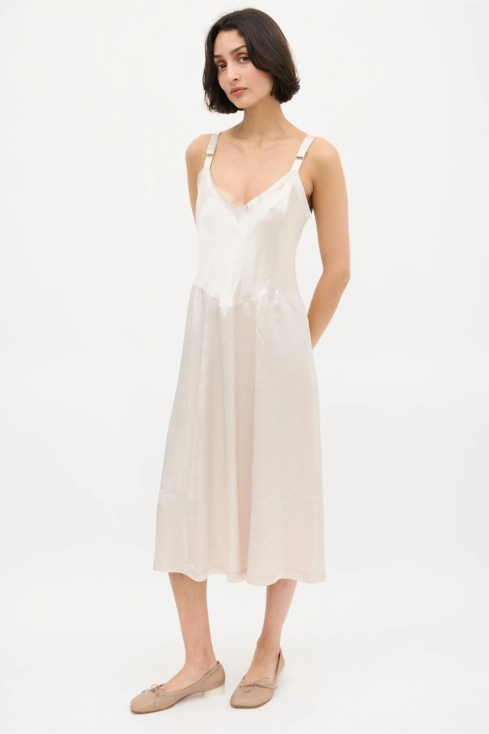 Horses Atelier Cream Satin V-Neck Slip Maxi Dress (BNWT) - photo 2