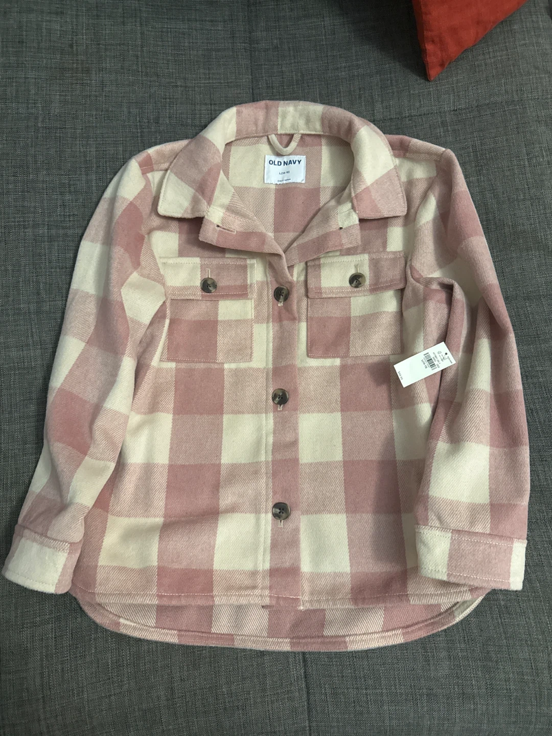Old Navy Pink Plaid Flannel Shacket - Size L (10-12)