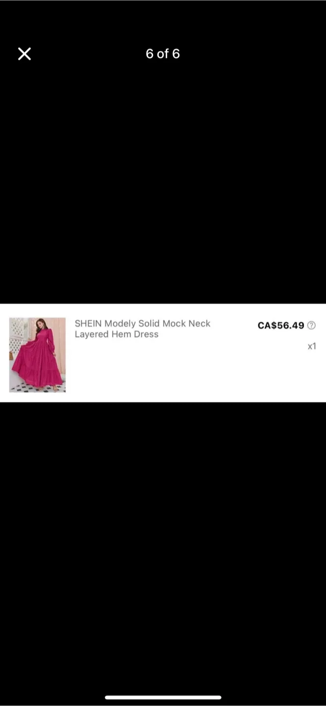 SHEIN Modely Solid Mock Neck Layered Hem Dress image indicator(5)