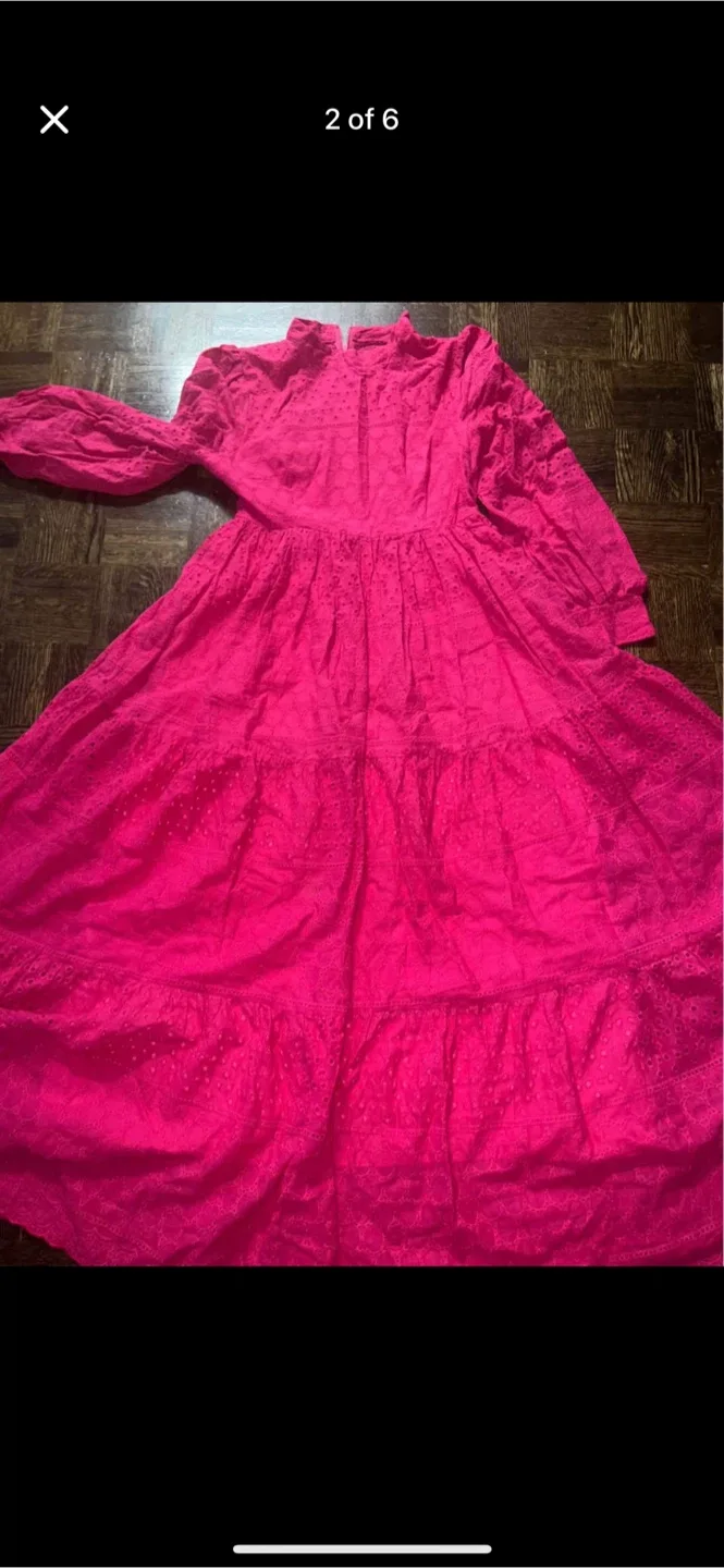 SHEIN Modely Solid Mock Neck Layered Hem Dress image indicator(2)