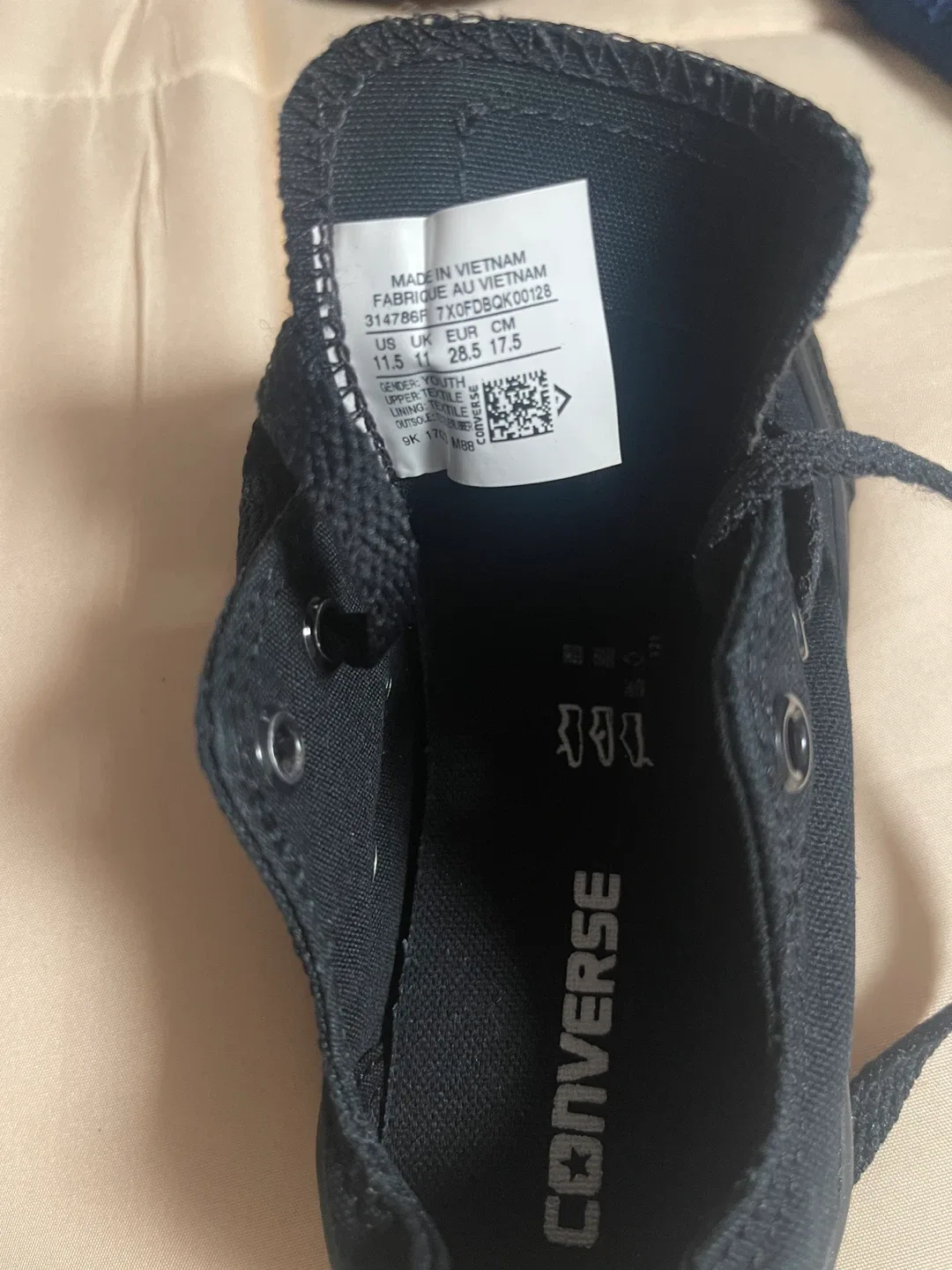 Converse All Star Black Sneakers - Youth Size 11.5