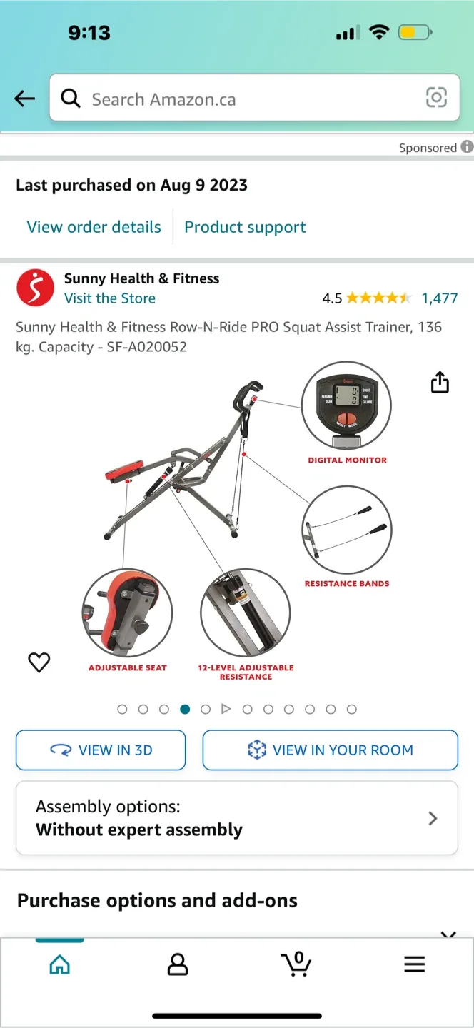 Sunny Health & Fitness Row-N-Ride PRO Squat Assist Trainer image indicator(4)