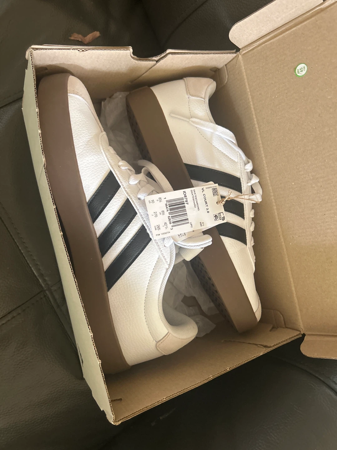Adidas VL Court 3.0 Shoes - White/Black, Size US 9.5