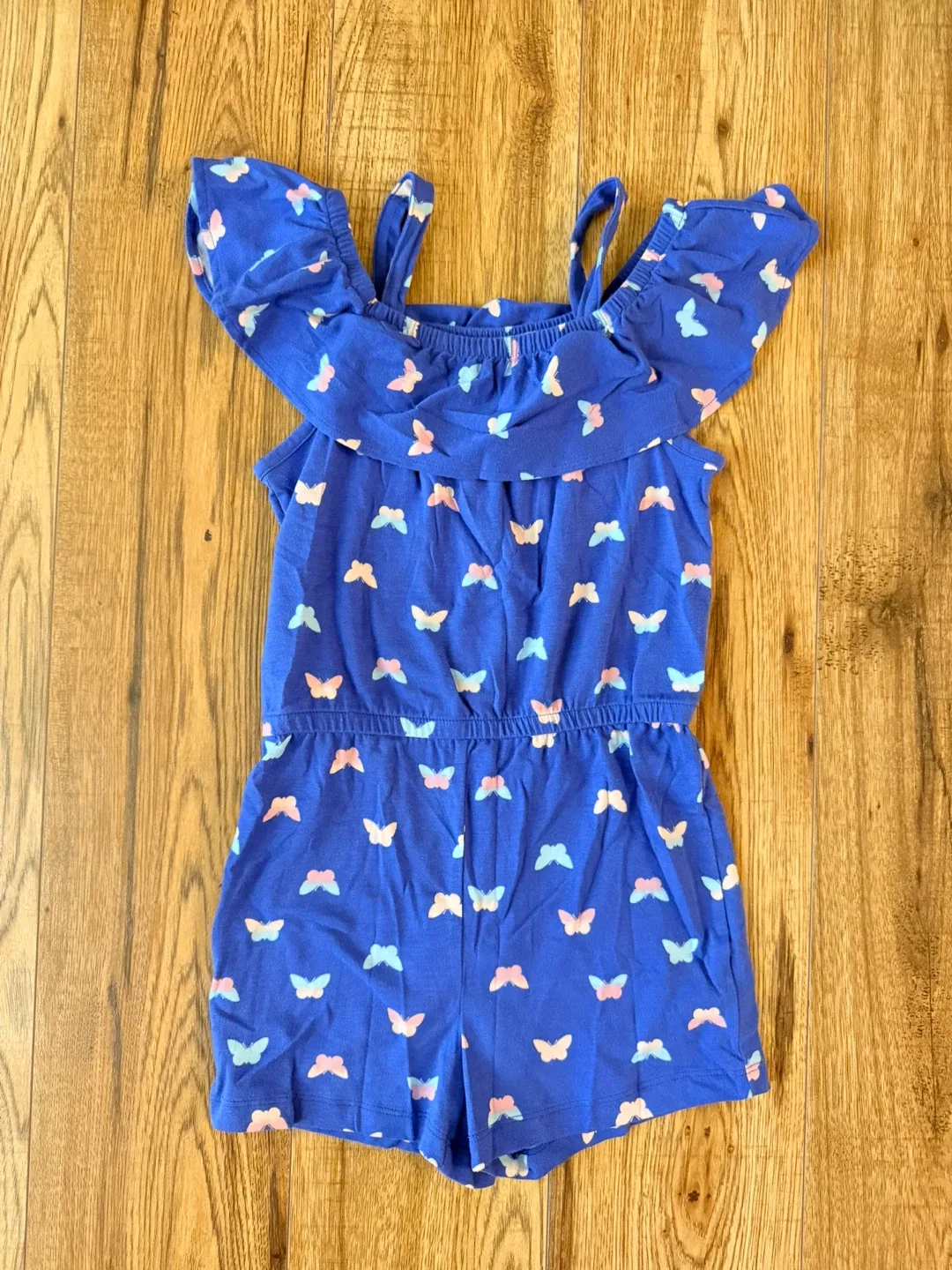 Blue Butterfly Romper - girl size 6 thumbnail