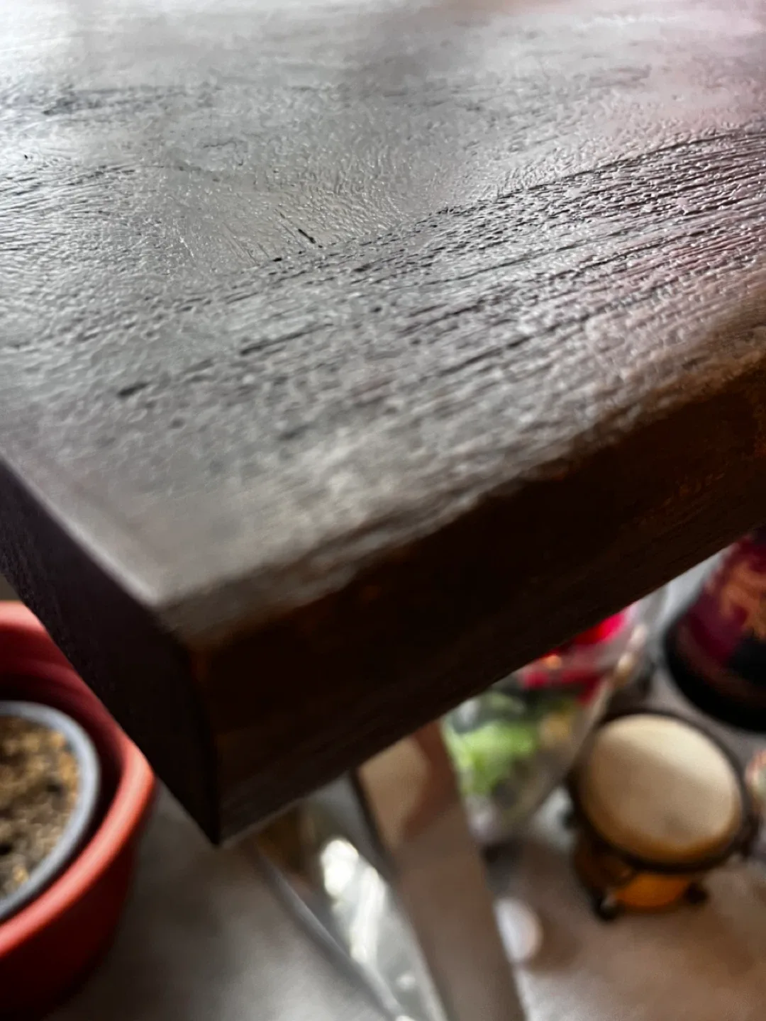 Tall Faux Wooden Table - Dark Brown image indicator(3)