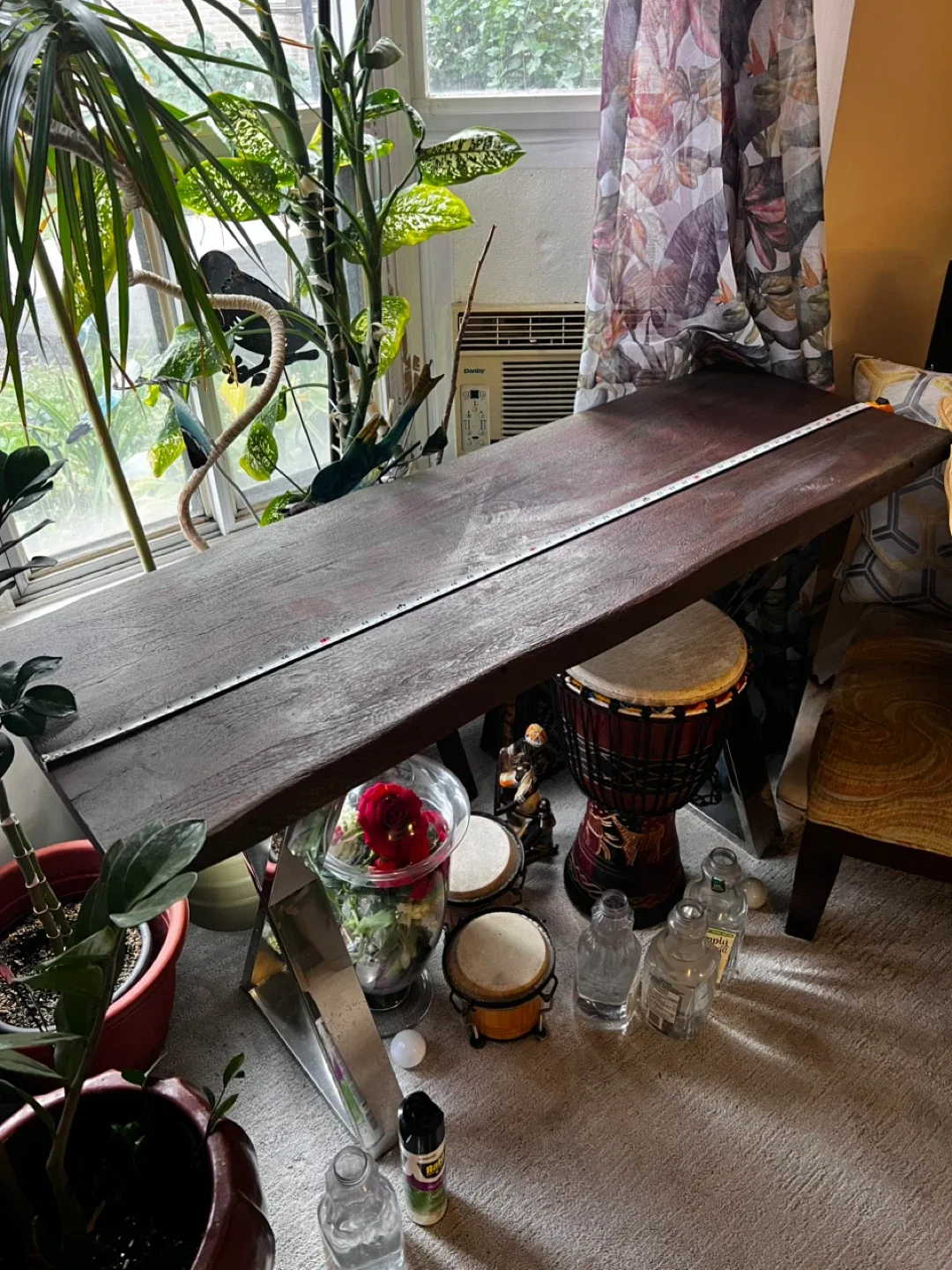 Tall Faux Wooden Table - Dark Brown image indicator(2)