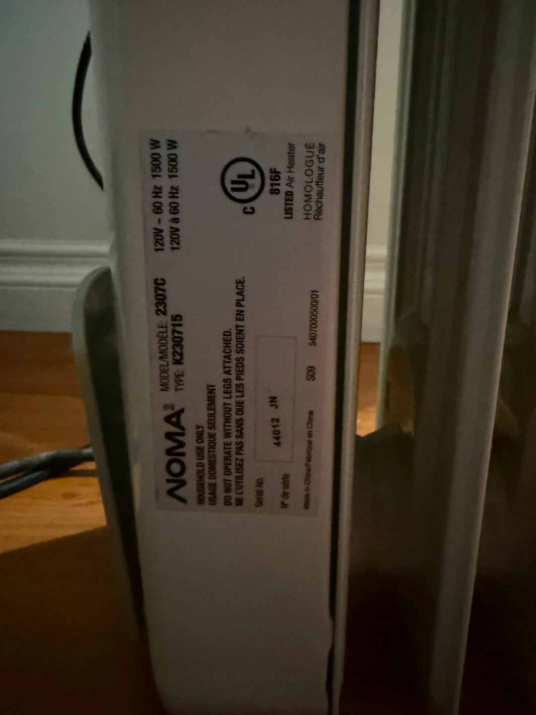 Noma Oil Filled Radiator Heater - photo 4