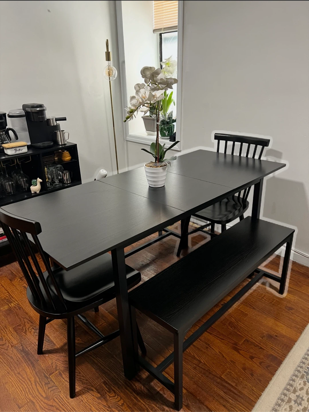 Black Dining Table with 2 Chairs and Bench - photo 4