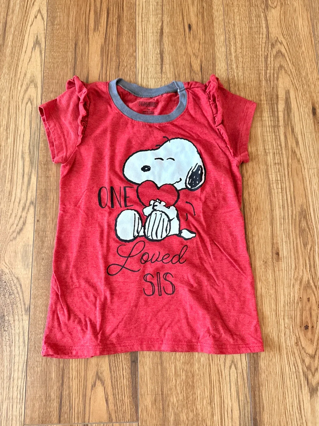 Peanuts Snoopy 'One Loved Sis' T-Shirt, Size 7/8 thumbnail