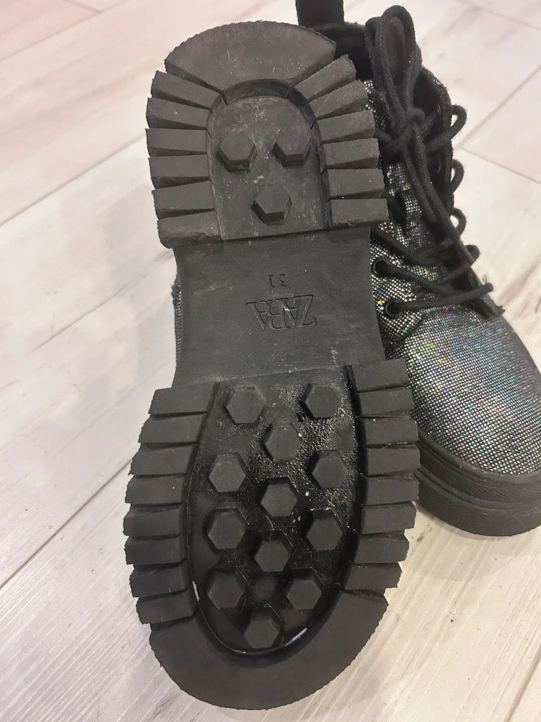 Zara Kids Black Glitter Boots - Size 13 image indicator(3)