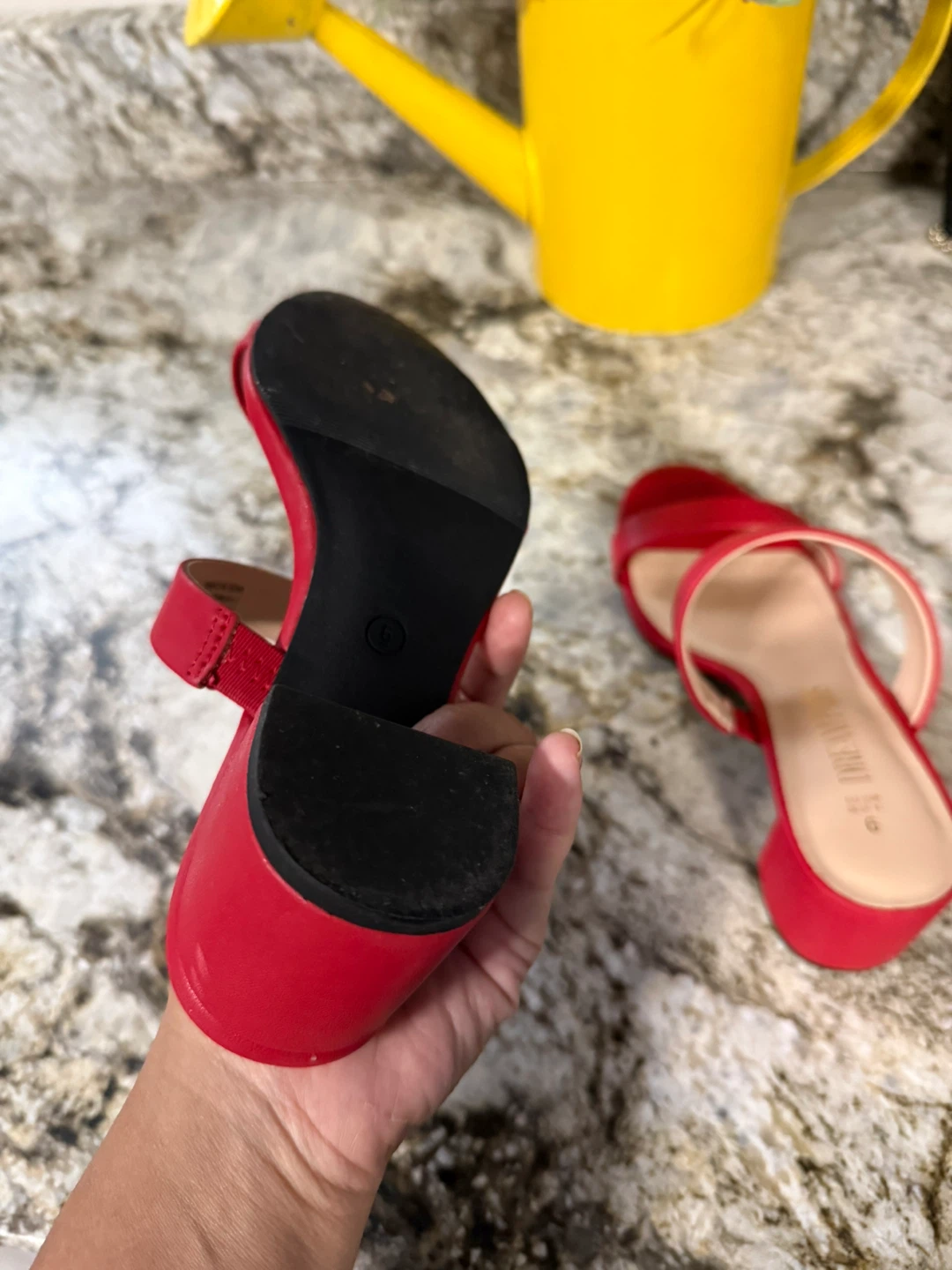 DREAM PAIRS Red Heeled Sandals - Size 6 like new - photo 3
