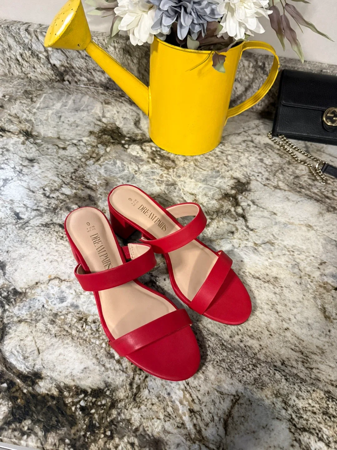 DREAM PAIRS Red Heeled Sandals - Size 6 like new