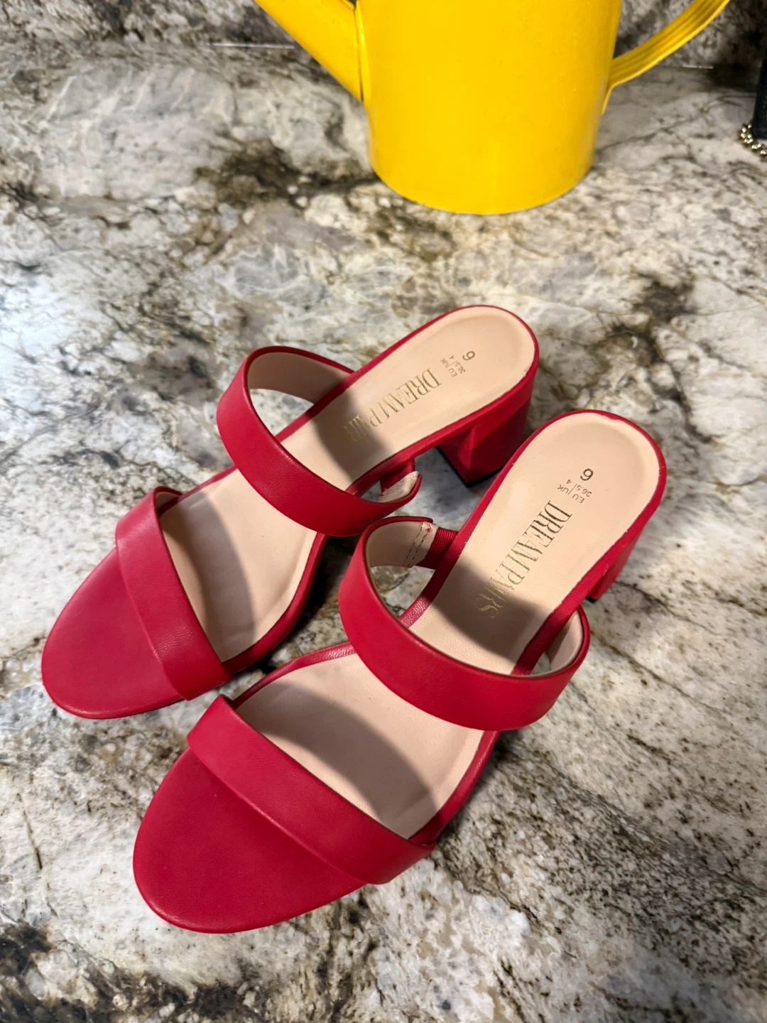 DREAM PAIRS Red Heeled Sandals - Size 6 like new - photo 2