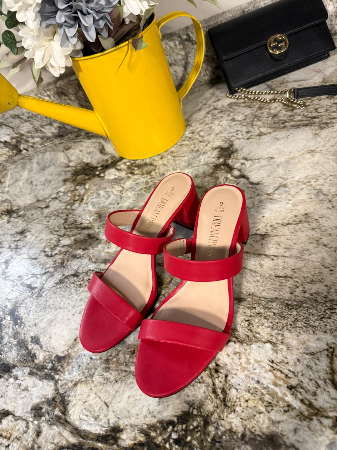DREAM PAIRS Red Heeled Sandals - Size 6 like new - photo 5