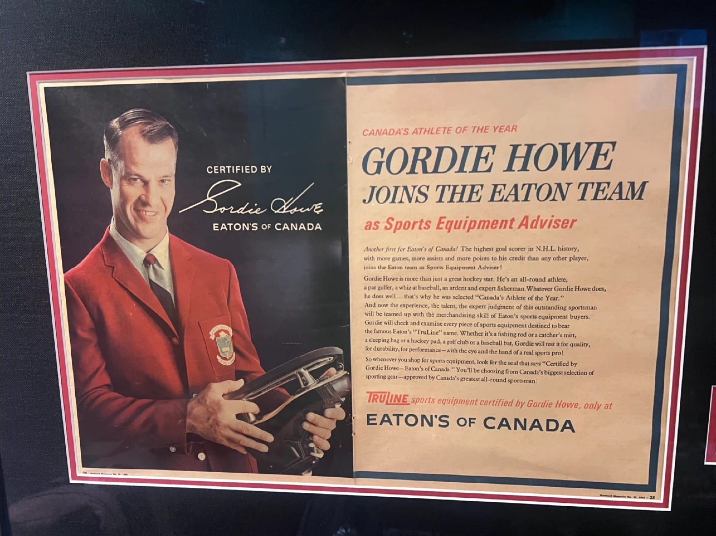 Gordie Howe Eaton's Framed Advertisement - photo 3