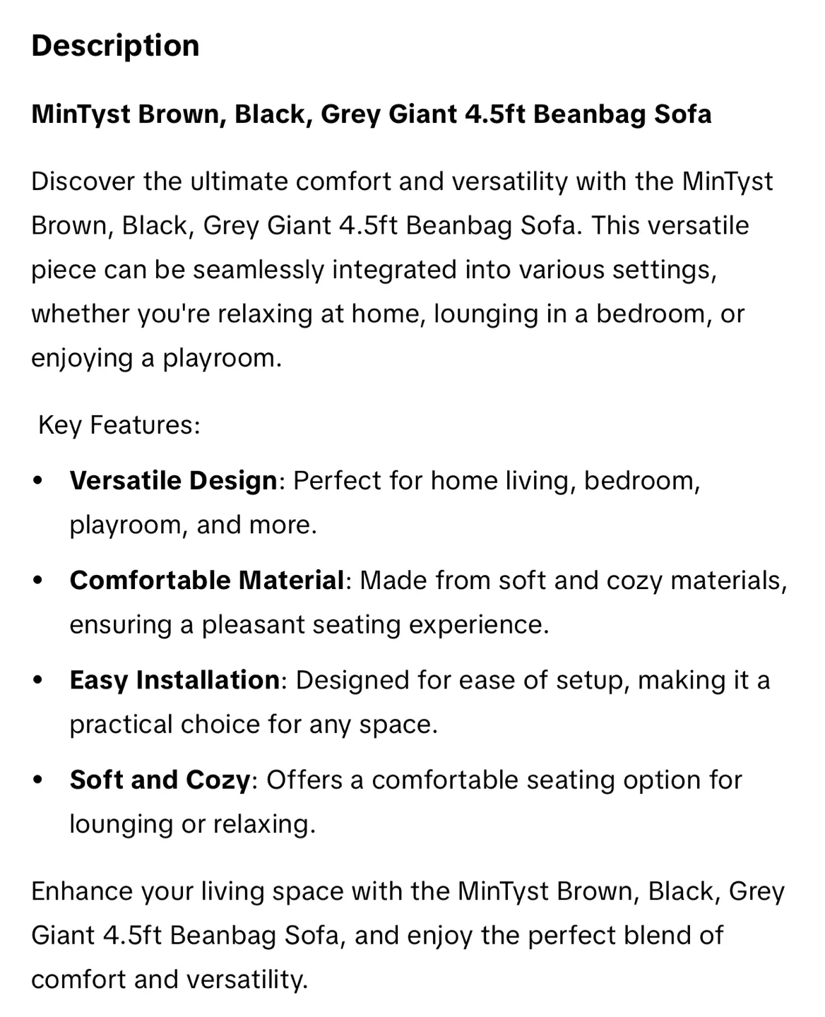 MinTyst Grey Giant 4.5ft Beanbag Sofa image indicator(3)