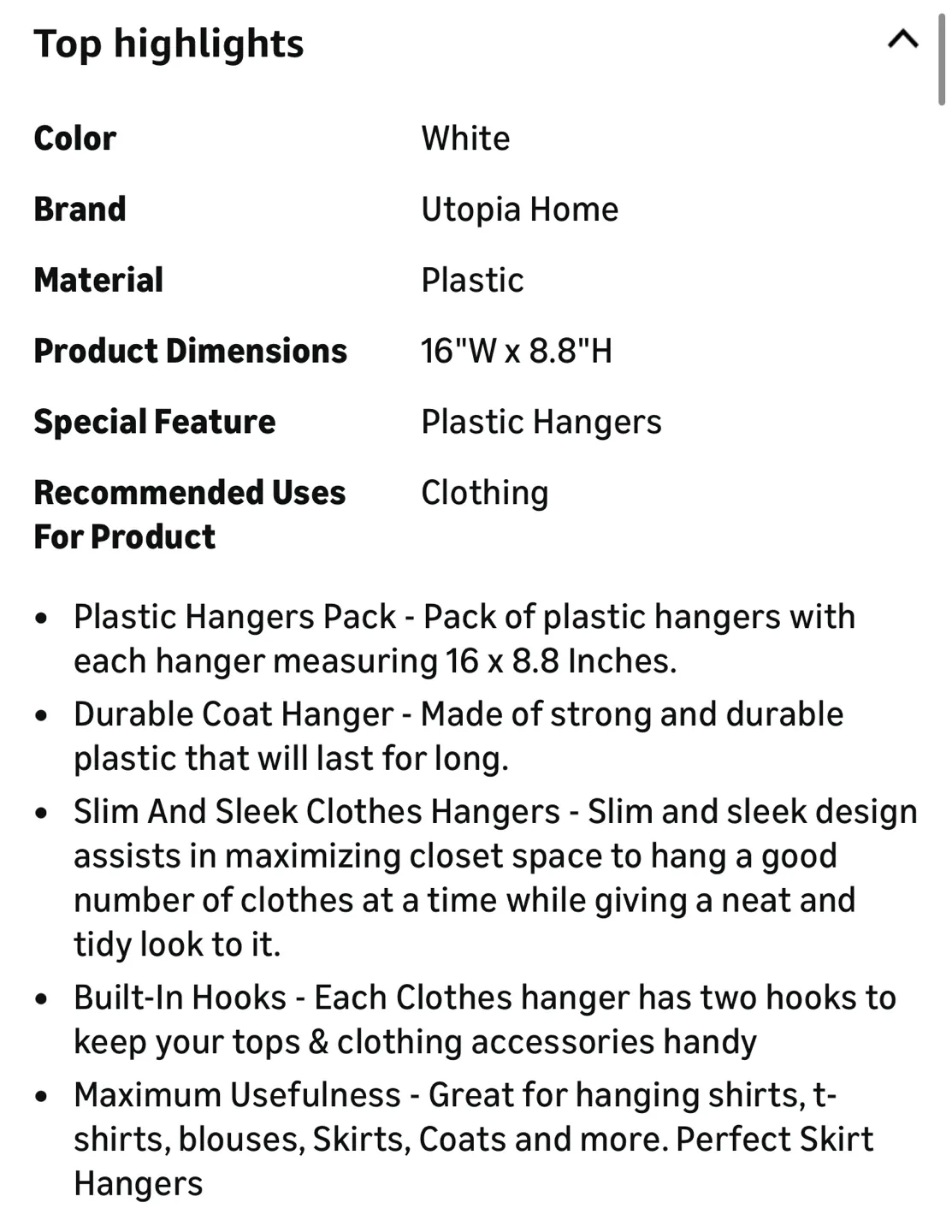 Utopia Home Plastic Hangers - 100 Pack - White image indicator(5)