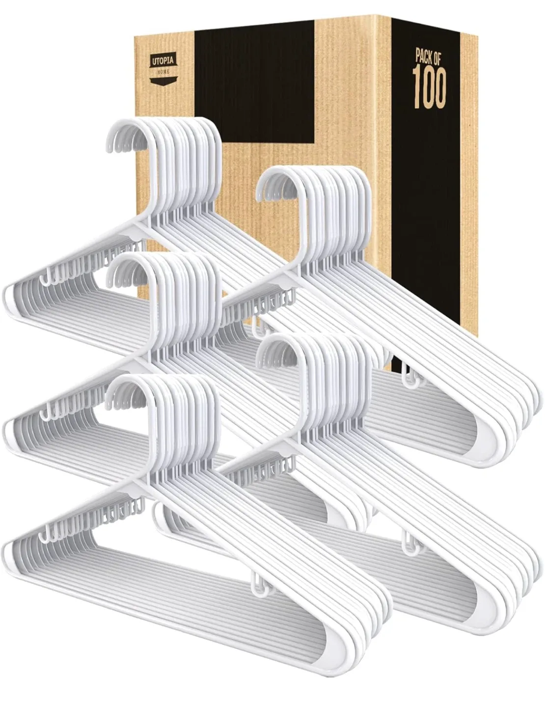 Utopia Home Plastic Hangers - 100 Pack - White image indicator(4)