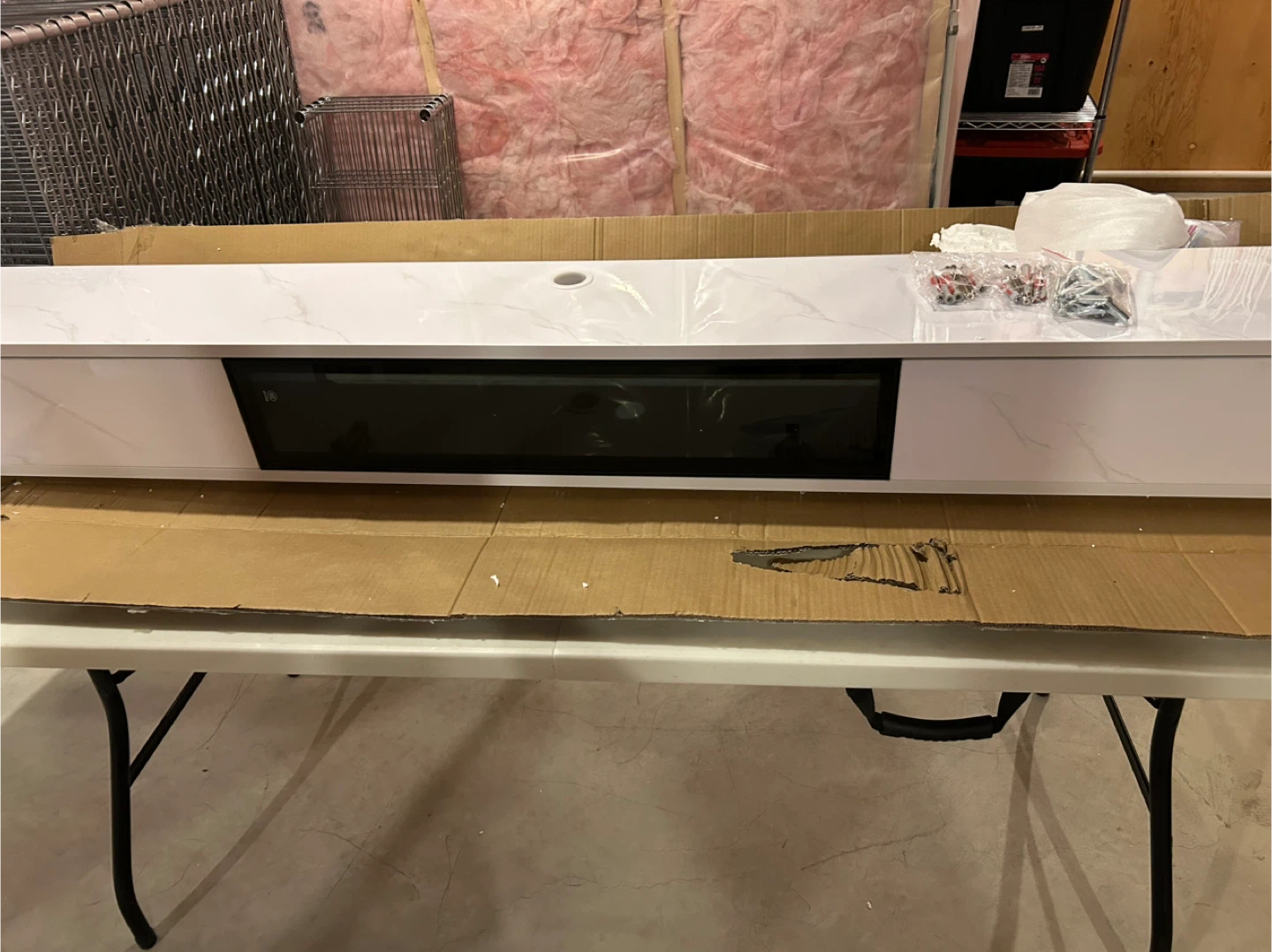 White TV Stand with doors - photo 2
