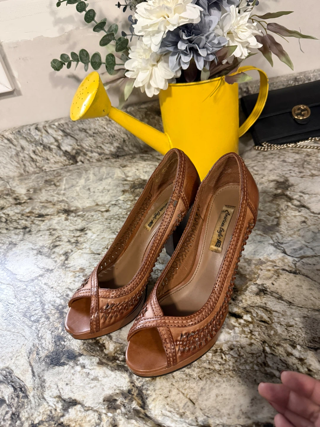 American Eagle Brown Leather Heels size 5 check more pictures - photo 2