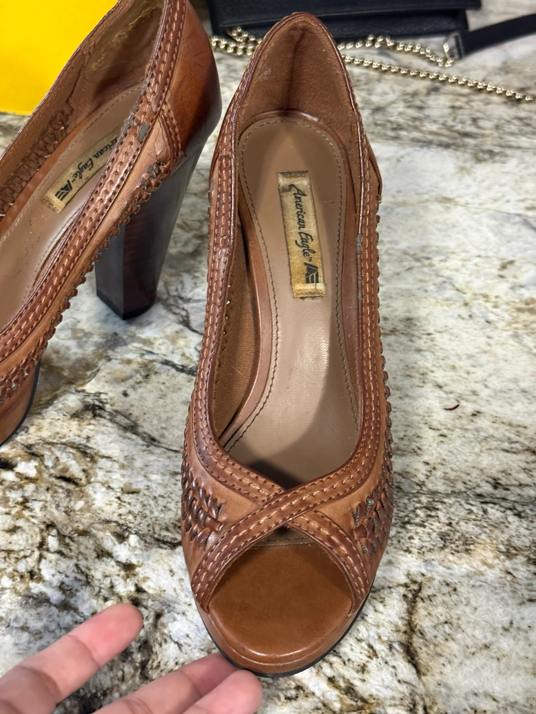 American Eagle Brown Leather Heels size 5 check more pictures - photo 4