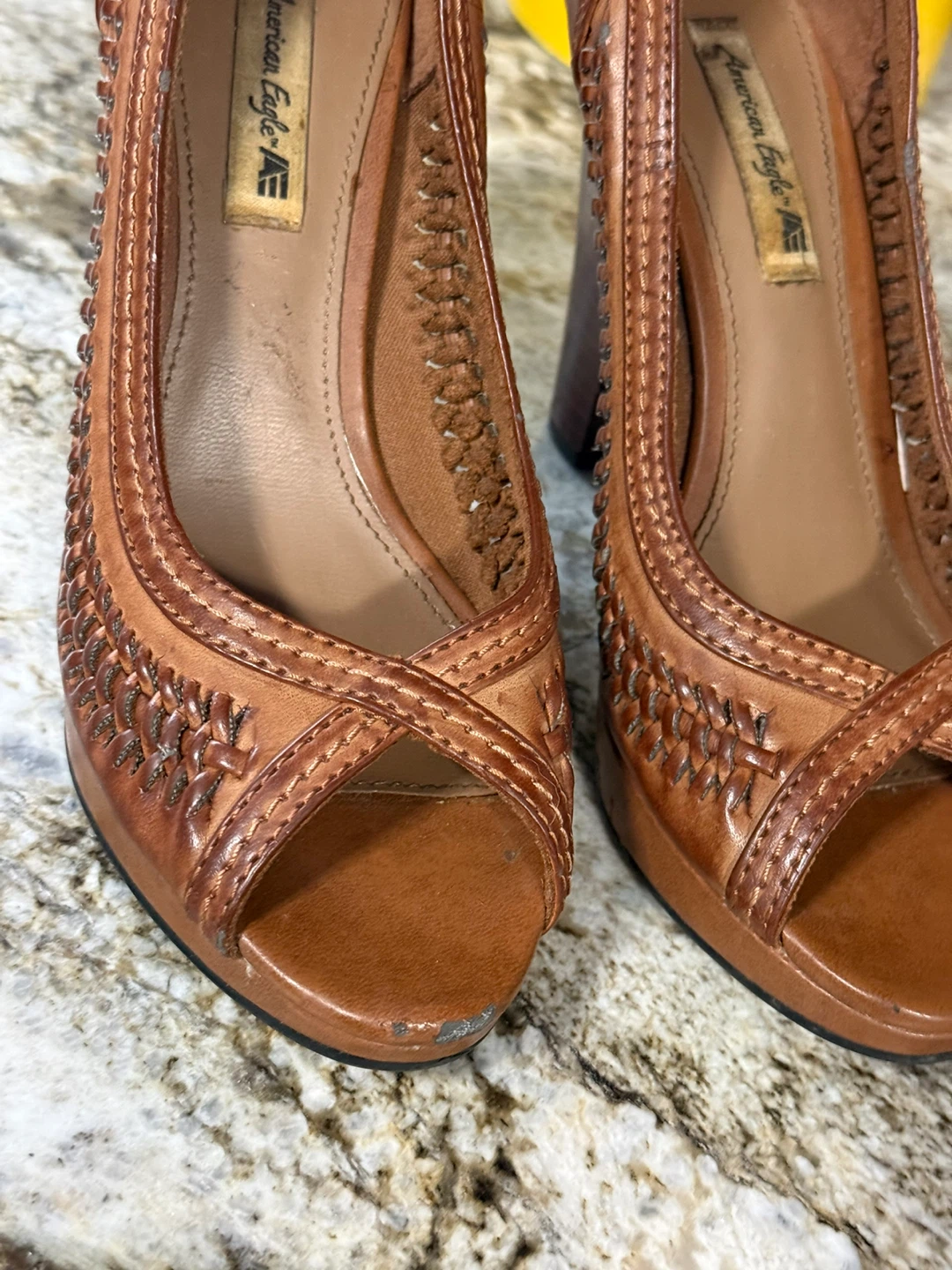 American Eagle Brown Leather Heels size 5 check more pictures - photo 5
