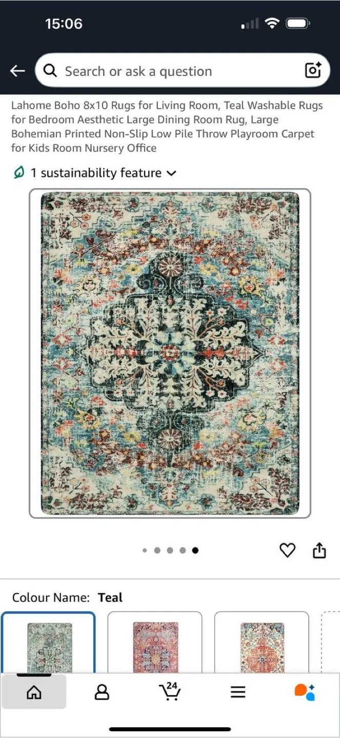 Lahome Boho Rug 8x10 (Teal) – Open Box image indicator(10)